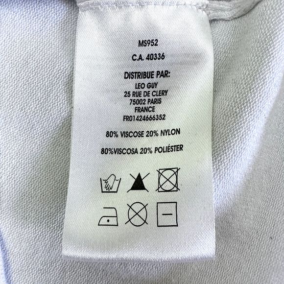 Leo Guy Womens Top SZ S Knit White Black Embellishments Short Sleeve Sweater - Picture 13 of 14